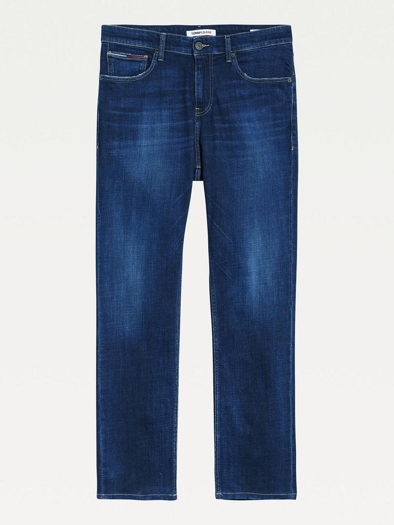 Férfi Tommy Hilfiger Straight fit dark wash Farmer Nadrág Sötétkék | HU 1173PJJ